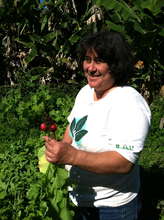 Denise shows off her beautiful radishes!