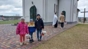 IDP kids near the church on the Easter eve