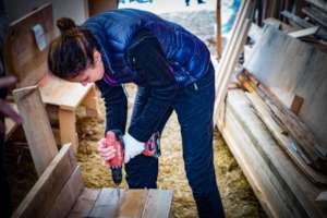 Building benches for the Community park