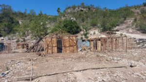 Huts under construction