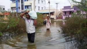 our team carrying relief materials