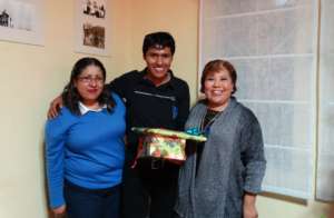Celebrating his enrollment in a training program