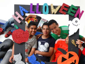 Youths celebrating Halloween