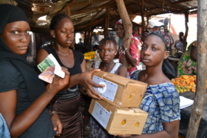 Happy customer at the Bamako market