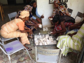Bagging shea butter soap - a communal activity!