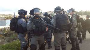 Riot police at Ar'ara protest, 21 January 2017