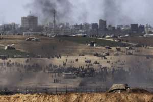 Protestors at Gaza's Great March of Return