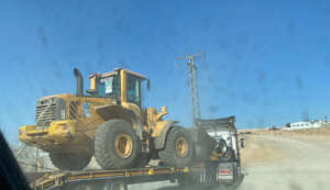 JNF bulldozer in Sa'wa. Photo: Marwan Abu Frieh