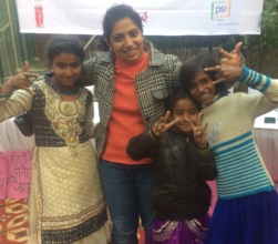 Pratistha and girls pose for picture