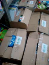 Preparing emergency relief packages for refugees