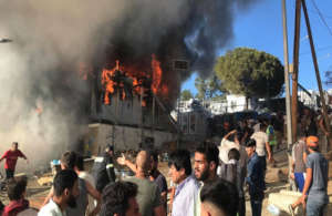 REFUGEE SAMOS CAMP DAMAGED FROM FIRES