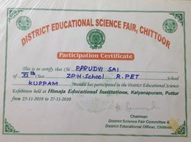 Participation Certificate of Science Fair