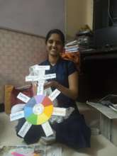 Priyanka with her handmade teaching tool
