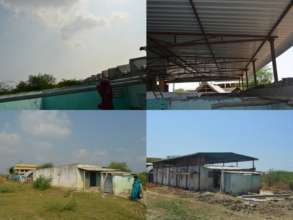 Before and after roof and wall being built