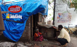 Abandoned old lady was safe the protected roof
