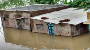 Houses submerged in flood waters in Chennai