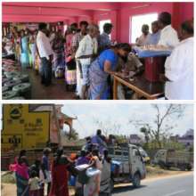 People collecting relief goods and taking home