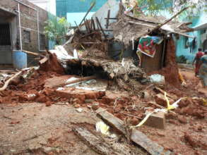 Completely collapsed houses