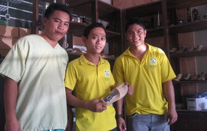 The technicians in front of the foot molds