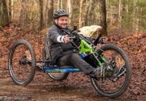 Chris's first ride on a new adaptive bike
