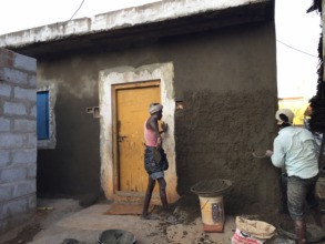 Plastering work of the rebuild walls