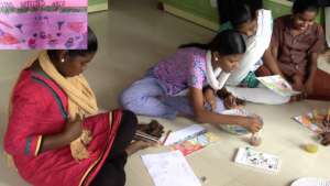 Adolescent girls painting workshop