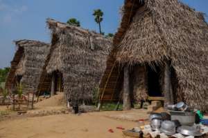 Sustainable palm leaf homes, raised from floor