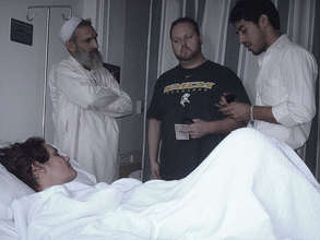 Visiting seriously injured female guard at the hos