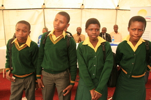 Children receive brand new school uniforms