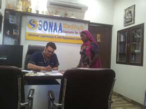 Receiving consultation from doctor