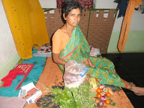 Deprived woman patient getting food groceries