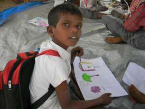 Sagar shows his drawing