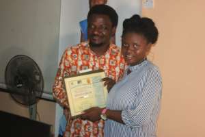 Fatmata received her certificate of completion