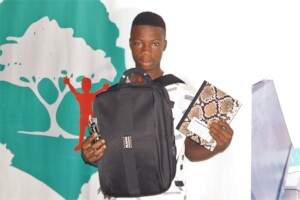 Lamin with his new school supplies