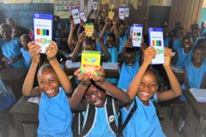 students with school supplies