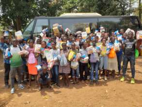 Students with their care packages