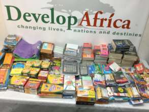 Sample of the donated school supplies in the drums