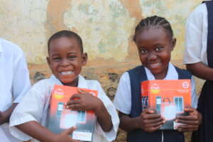kids with solar lights