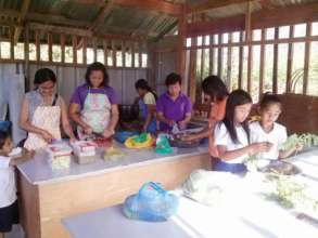 students help Moms with cooking