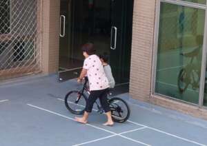learning riding bicycle