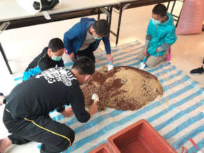 boys are preparing for raising new plants