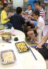 Older children learned to make dessert.