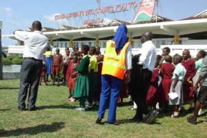 Pupils at Mombasa airport