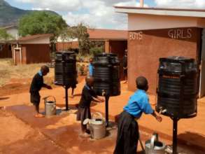 Existing hand-washing facilities at a school