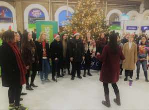 Entertaining commuters at Charing Cross station