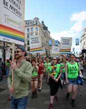 Samaritans volunteers raising awareness at Pride