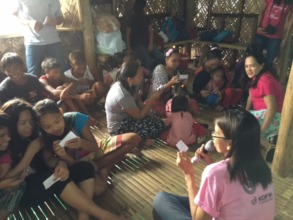 Our teacher, Aika, with Badjao girls in Palawan