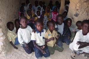 First-grade students at Mastaria School in class