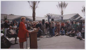 Mayor O'Neill speaking at the Village Opening 2001