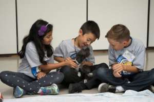 Three summer campers with puppy, 2017